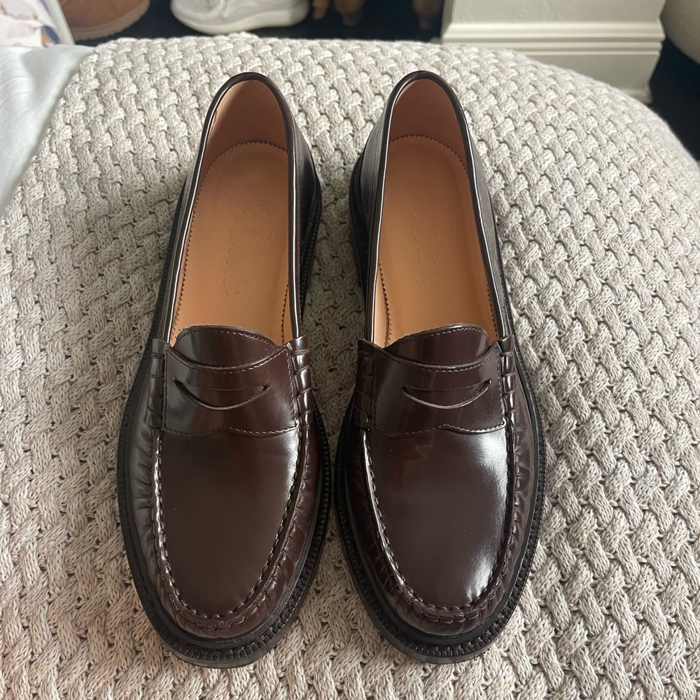 JCrew Winona Penny Loafers in Spazzolato Leather Espresso Brown Size 10.5